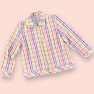 Draper's & Damons Rainbow Gingham Shacket